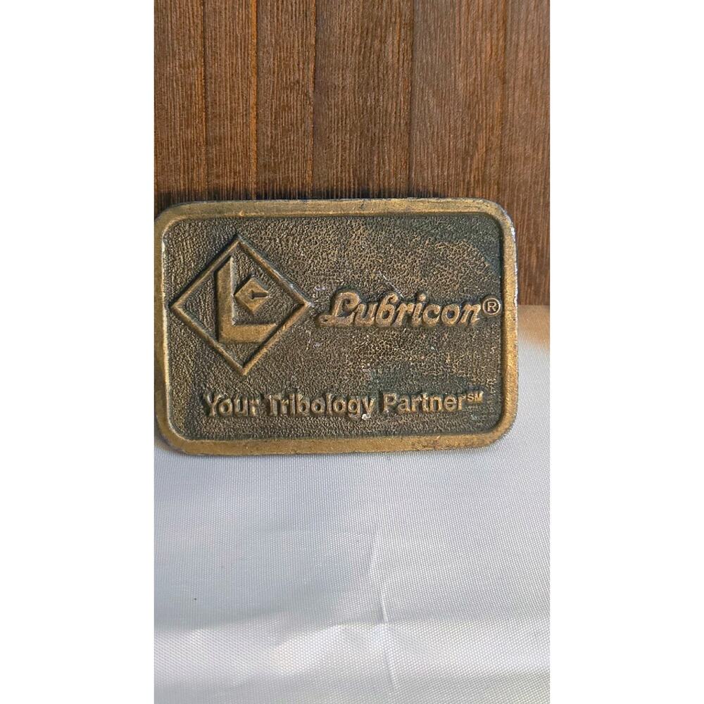 Vintage Lubricon Belt Buckle Tribology Industrial Advertising Made USA HIT Promo